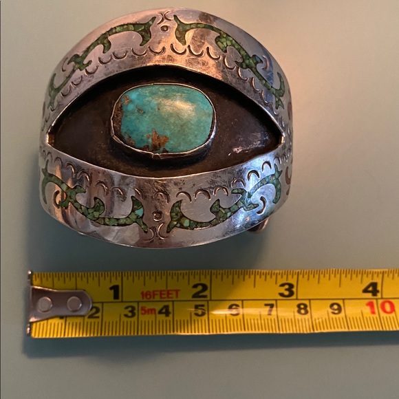 Silver Handmade Vintage Squash Blossom Necklace, Bracelet, Ring - Picture 16 of 16